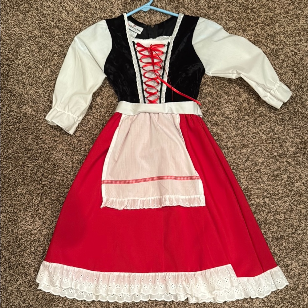 Little Red Riding Hood Dress / Kids Bavarian Costume Dress - Red and Black